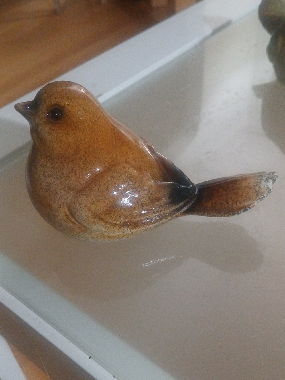 Vintage Ganz Leaf Bird Pottery Figurine with Leaf-Shaped Tail Glazed Lightweight
